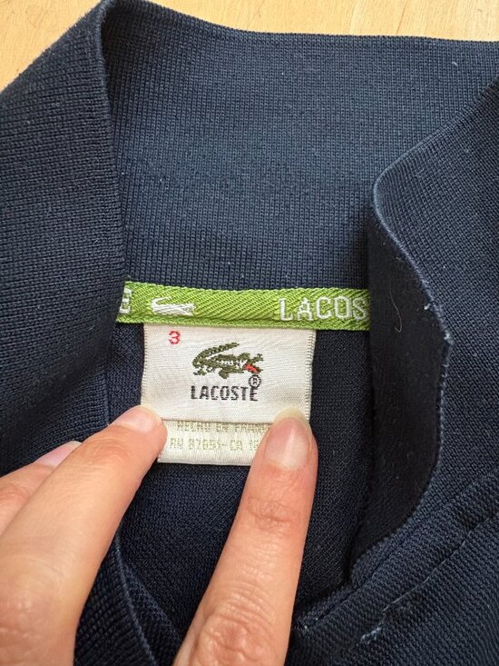 Vintage Lacoste Blue Polo Shirt Embroidered Logo Crocodile Size 3 Made in France - Picture 7 of 7
